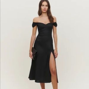 Reformation Bridgton Linen Dress in Black *NEW*